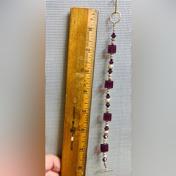 Elegant Purple Swarovski Crystal Beads and Sterling Silver Bracelet - Picture 4 of 6